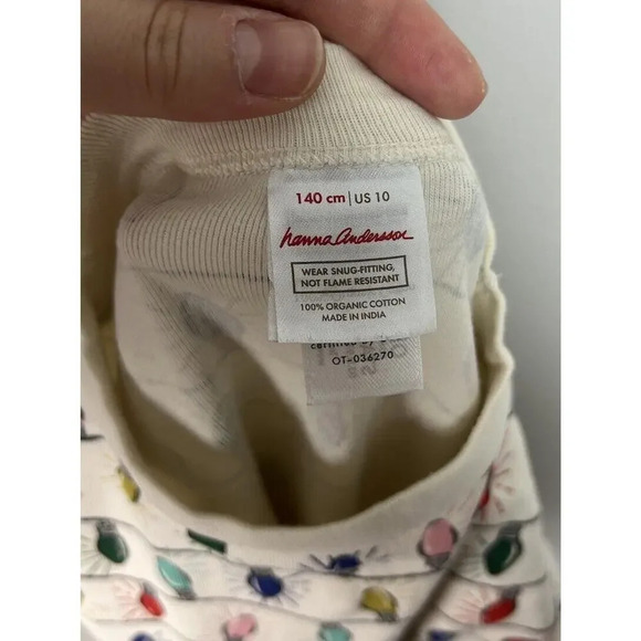 Hanna Andersson Holiday Long John Pajama Set Bright Bulbs Size 10 Child Kids - Picture 3 of 8